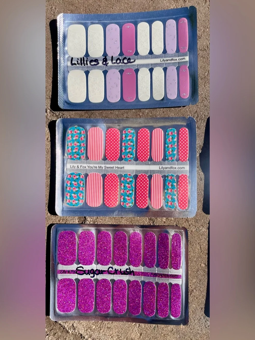Lily & Fox lot of 9 packs of Nail Wraps. Assorted Colors. All NIP. - Picture 2 of 4